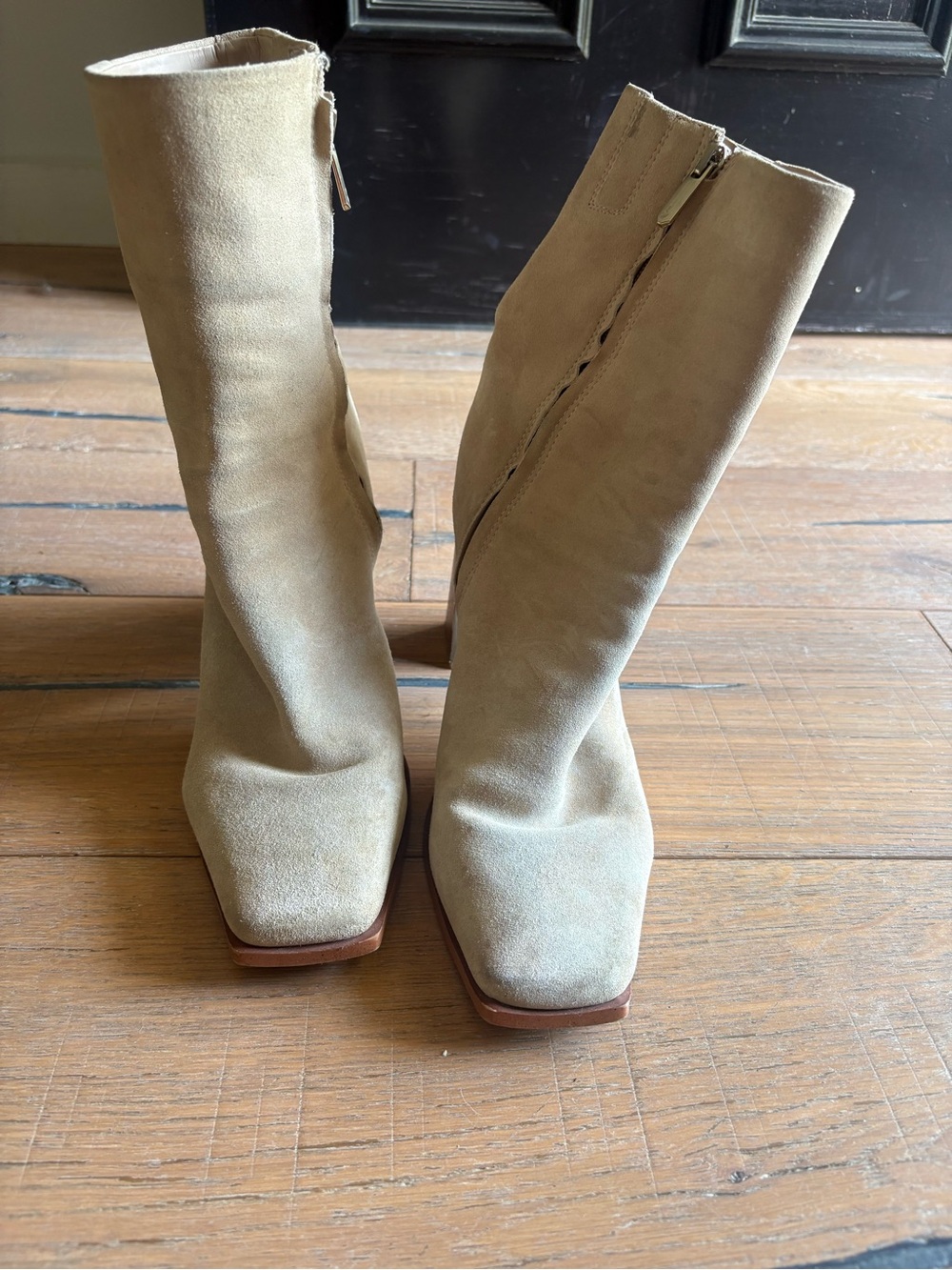 Sam Edelman Tan Suede Mid-Calf Heeled Boots